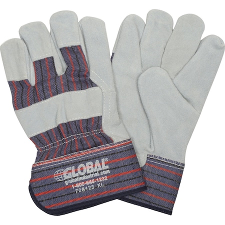 Global Industrial Leather Palm Safety Gloves with 2-1/2in Safety Cuff, X-Large, PR 708123XL